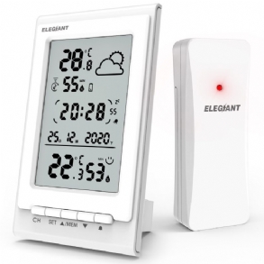 Elegiant Eox-9901 Elektronikus Hőmérő Páratartalommérő Többfunkciós Vezeték Nélküli Hd Üveg Meteorológiai Állomás Ébresztőóra