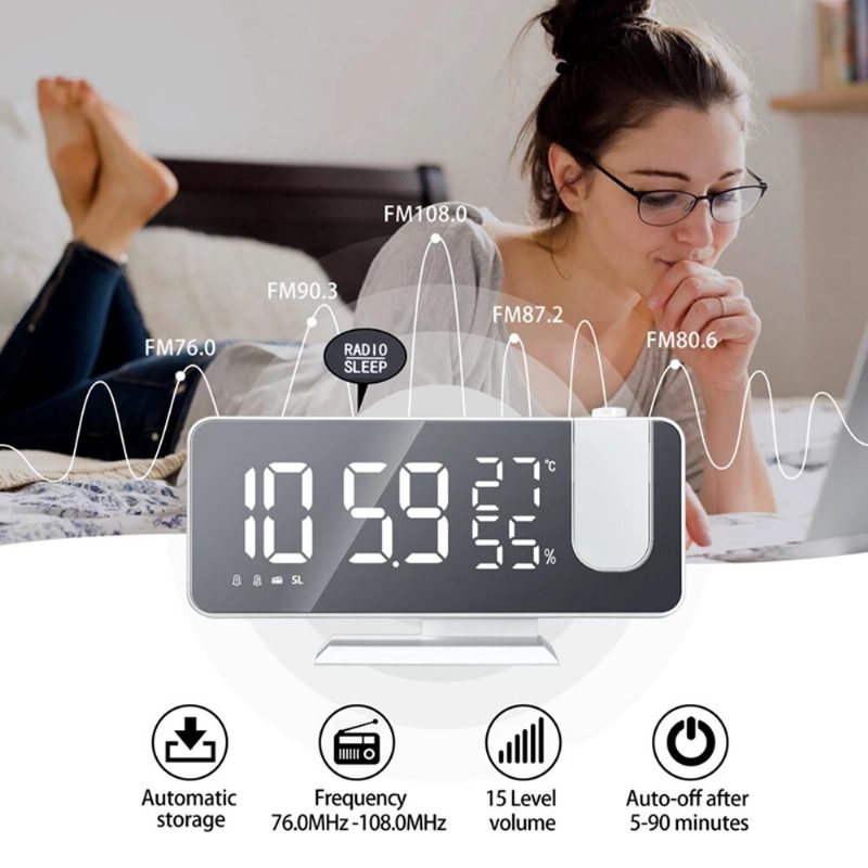 Led Digitális Ébresztőóra Elektronikus Led Projektor Asztali Vetítős Smart Home Hálószoba Éjjeli Óra