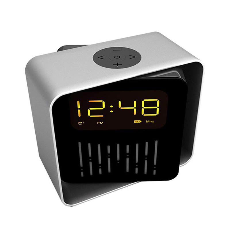 Usb Töltő Led Bt/tf/fm Bluetooth Hangszóró 360 Forgó Rádiós Ébresztőóra