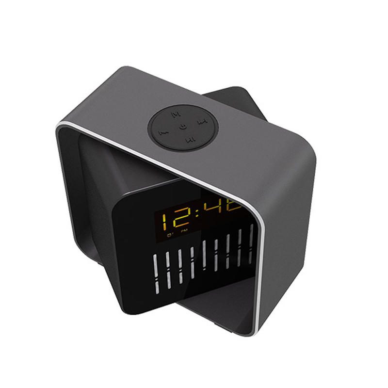 Usb Töltő Led Bt/tf/fm Bluetooth Hangszóró 360 Forgó Rádiós Ébresztőóra