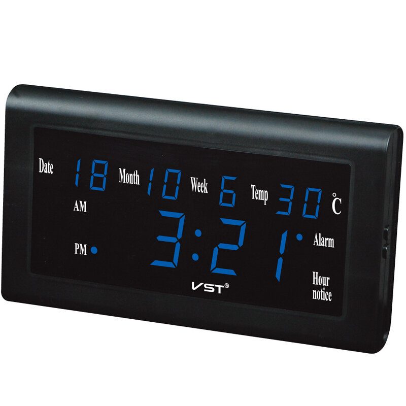 Vst St-5 12/24 Órás Asztali Óra Nagyszámú Lcd Kijelző Hőmérséklet Dátum Hét Hónap Óra