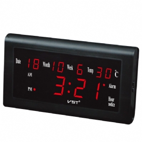 Vst St-5 12/24 Órás Asztali Óra Nagyszámú Lcd Kijelző Hőmérséklet Dátum Hét Hónap Óra