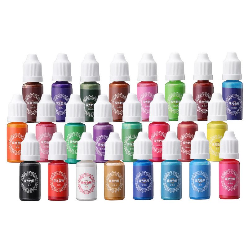 10 Ml Pearl Fényes Pigment 24 Színű Uv Gyanta Epoxigyanta Ragasztó Festék Színező Barkács Ékszer Forma Készítés Kézműves