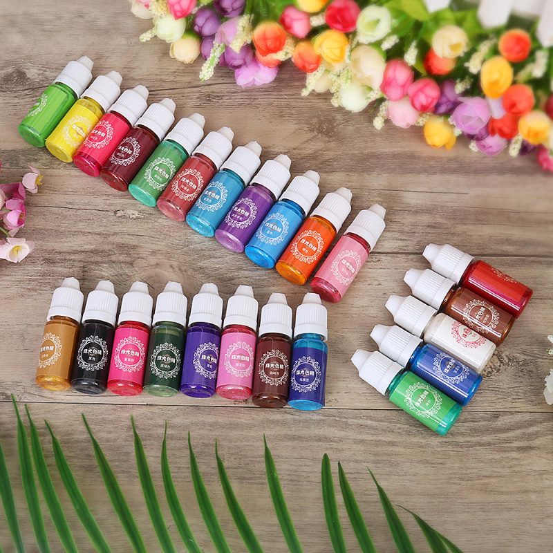 10 Ml Pearl Fényes Pigment 24 Színű Uv Gyanta Epoxigyanta Ragasztó Festék Színező Barkács Ékszer Forma Készítés Kézműves
