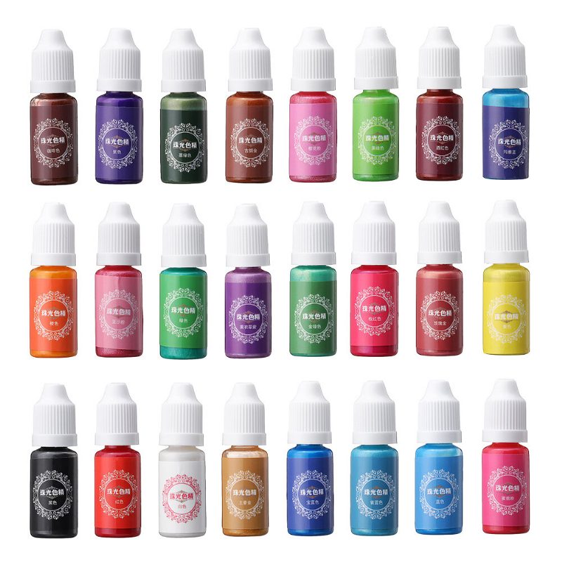 10 Ml Pearl Fényes Pigment 24 Színű Uv Gyanta Epoxigyanta Ragasztó Festék Színező Barkács Ékszer Forma Készítés Kézműves