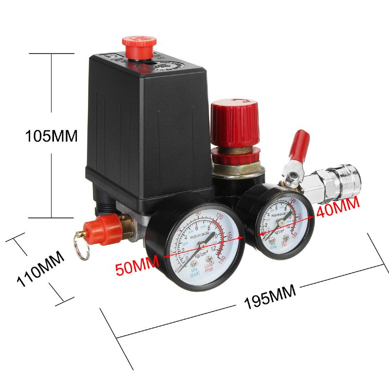 120 Psi Légkompresszor Nyomáskapcsoló Vezérlőszelep Elosztó Szabályozó Mérőműszerek Gyorscsatlakozóval