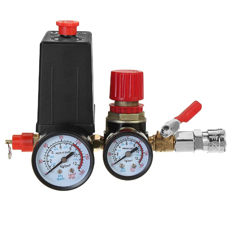 120 Psi Légkompresszor Nyomáskapcsoló Vezérlőszelep Elosztó Szabályozó Mérőműszerek Gyorscsatlakozóval