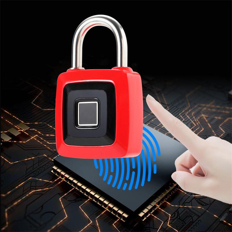 Intelligens Ujjlenyomatos Zár Kulcs Nélküli Rozsdamentes Acél Usb Újratölthető Csomagtartó Táska Lakat Telefon App Feloldás