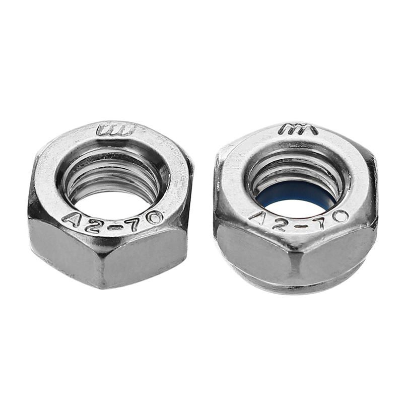 Mxsn2 255db Rozsdamentes Acél Nylon Záróanyák Teljes Anyák Alátétkészlet M4 M5 M6
