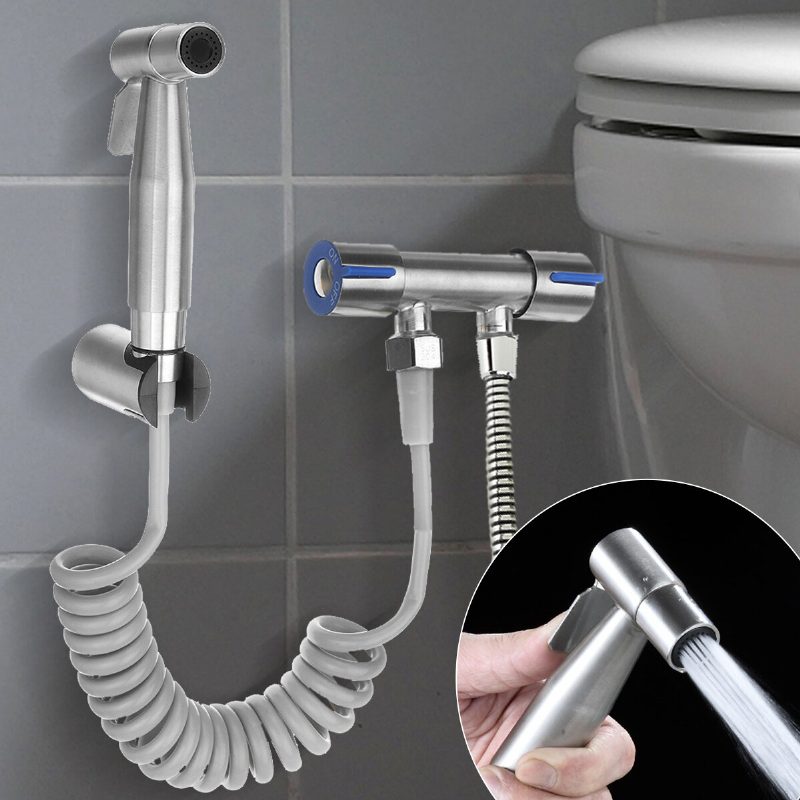 Rozsdamentes Acél Wc Bidé Permetező Kézi Fürdőszobai Tisztítószerkészlet