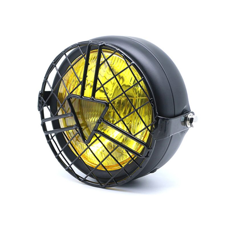 12 V 35 W 6.3 Hüvelykes Univerzális Motorkerékpár Fényszórók Szerelje Fel Általános Fényszóró Rács Sárga/fehér Burkolat Retro Vintage Konzol