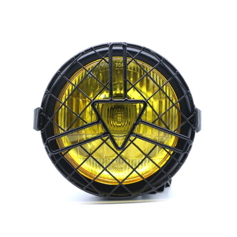 12 V 35 W 6.3 Hüvelykes Univerzális Motorkerékpár Fényszórók Szerelje Fel Általános Fényszóró Rács Sárga/fehér Burkolat Retro Vintage Konzol