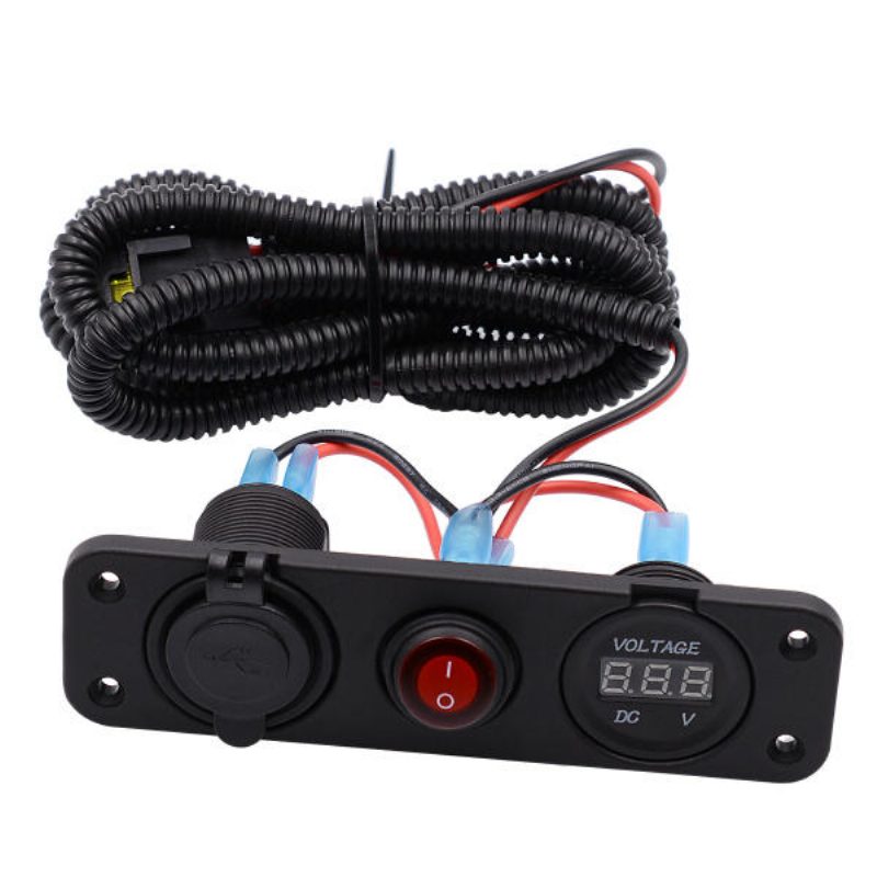 12v-24v 3.1a 22w Kettős Usb Töltő Volt Mérő Vízálló Led Kapcsolópanel Tengeri Autós Csónak Motorkerékpárhoz