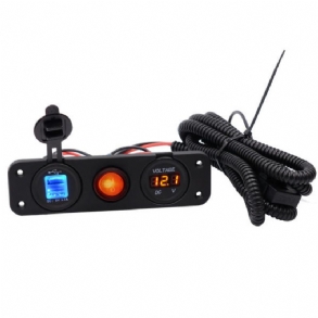 12v-24v 3.1a 22w Kettős Usb Töltő Volt Mérő Vízálló Led Kapcsolópanel Tengeri Autós Csónak Motorkerékpárhoz