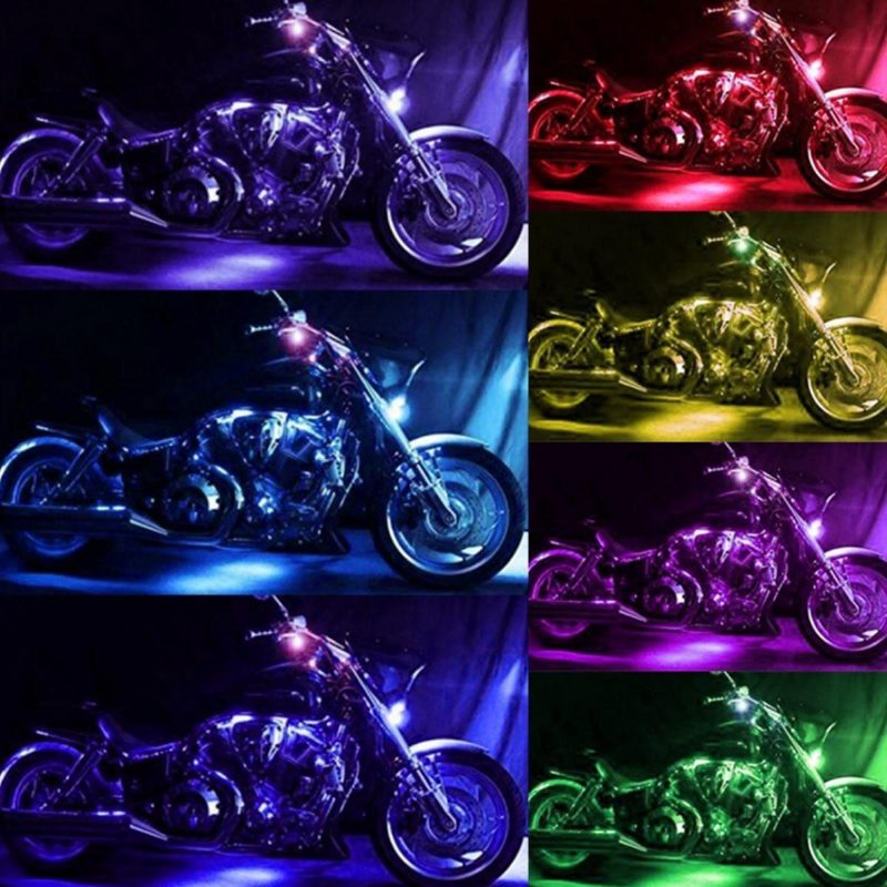 12v 50w Többszínű Vezeték Nélküli Távirányítós Motorkerékpár Lámpa Rgb Rugalmas Csíkos Talajhatású
