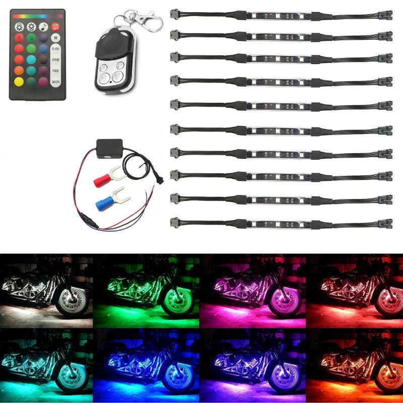 12v 50w Többszínű Vezeték Nélküli Távirányítós Motorkerékpár Lámpa Rgb Rugalmas Csíkos Talajhatású