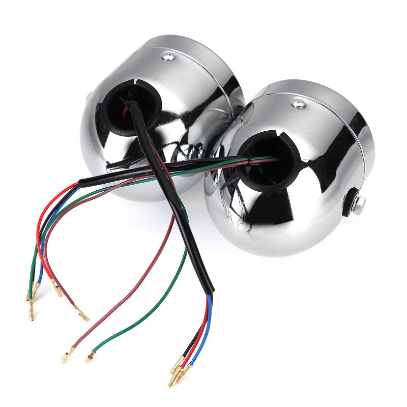 12v Hi/lo Beam Ikerfényszóró Motorkerékpár Dupla Lámpás Street Fighter Naked Dominator Króm