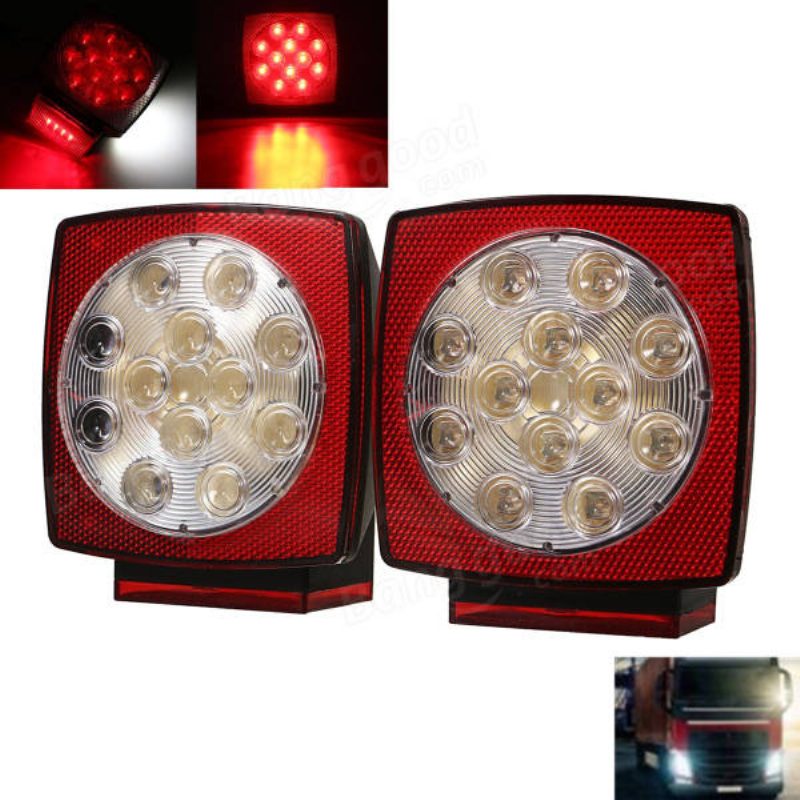 12v-os Led-es Négyzet Alakú Pótkocsi Hátsó Lámpák Teherautó-fék-féklámpa Csapszegre Szerelhető Univerzális
