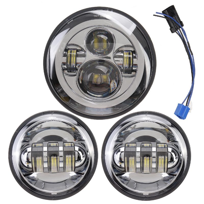 7 Hüvelykes Led Projektor Fényszóró 4.5 Kiegészítő Tompított Lámpákkal A Harley Touring Chrome-hoz