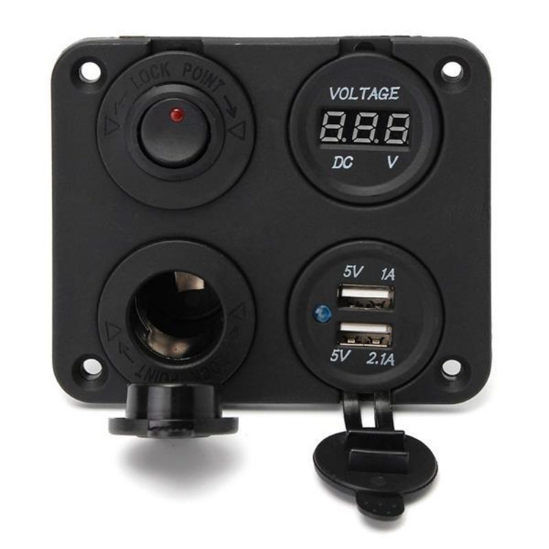 Kettős Usb-adapter Töltő Aljzatok És Digitális Feszültségmérő És Kapcsolópanel