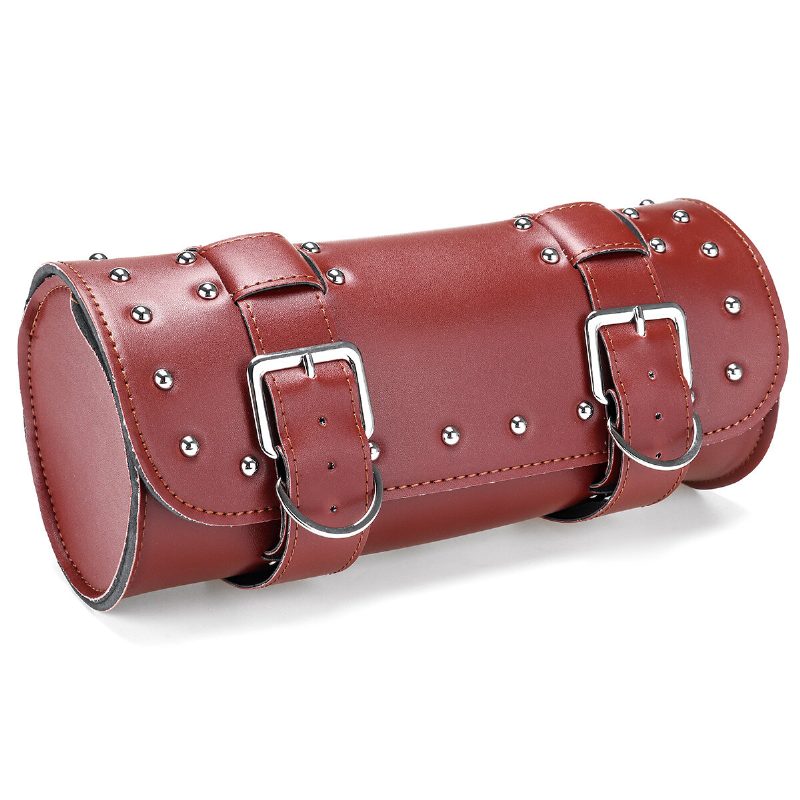 Motorkerékpár Szerszám Oldaltáska Csomagtartó Nyeregtáska Barna Pu Bőr 31x13cm