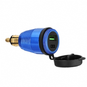 Qc3.0 Type-c Usb Autós Töltő Vízálló Általános Gyors Usb Aljzat Kék Fény
