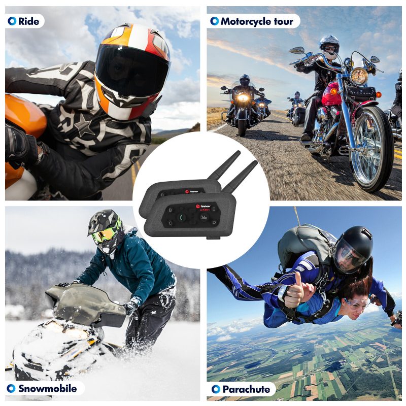 V6 1500m Motorkerékpár Bluetooth Sisak Walkie-talkie Vízálló Hangszóró Két Ember Beszélhet Egyszerre