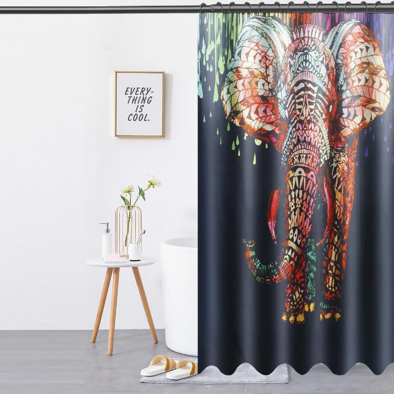 180x180cm Africa Elephant Zuhanyfüggöny Vízálló Tartós