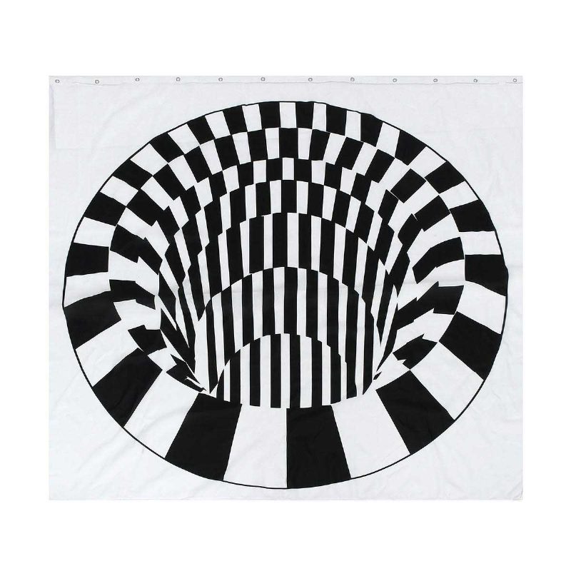 3d Hatású Geometrikus Négyzet Alakú Fürdőszobai Zuhanyfüggöny 180*180cm W/ 12