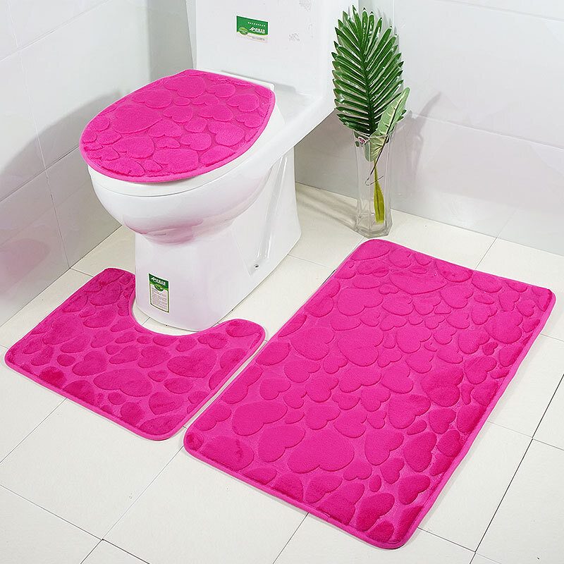 3db 3d Fürdőszobaszőnyeg Wc Dekor Fürdőszőnyeg Tömör Virág Csúszásgátló Szőnyeg Vízelnyelő Lábszőnyeg