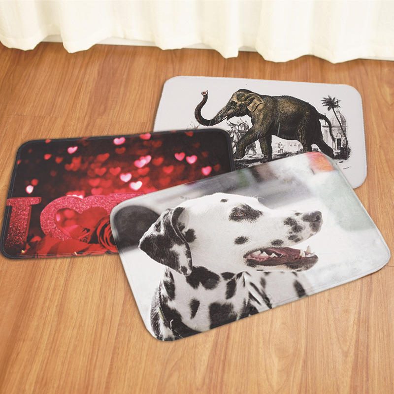 40x60 cm-es Csúszásmentes Fürdőszőnyegek Mosdószőnyeg Love Rose Elephant Dog Nyomtatott Padlószőnyeg Alátét Szőnyegek