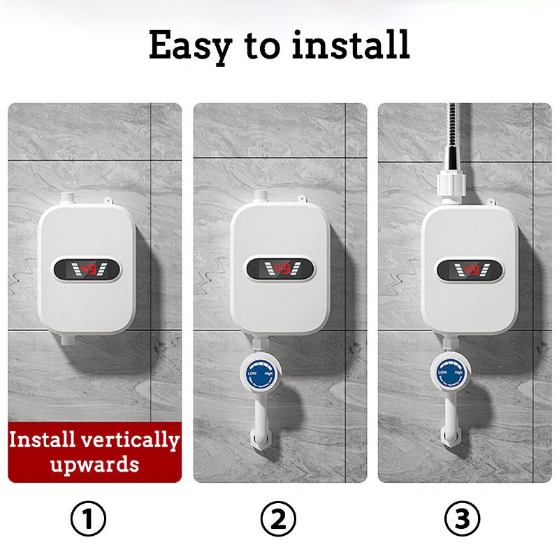 Eu Direct 3500w 220v Mini Vízmelegítő Meleg Elektromos Tartály Nélküli Háztartási Fürdőszobai Csaptelep Zuhanyfejjel Lcd Hőmérséklet Kijelzővel