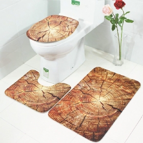 Honana Bx 3 Db Creative Wood Pattern Csúszásmentes Szőnyeg Fürdőszoba Fürdőszőnyeg Wc-takaró Fedő Wc-szőnyeg
