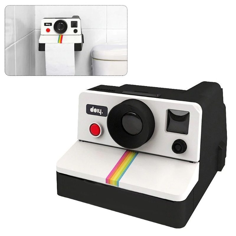 Kreatív Retro Polaroid Kamera Alakú Ihletésű Papírzsebkendők Wc Tekercspapír Tartó Doboz Fürdőszoba
