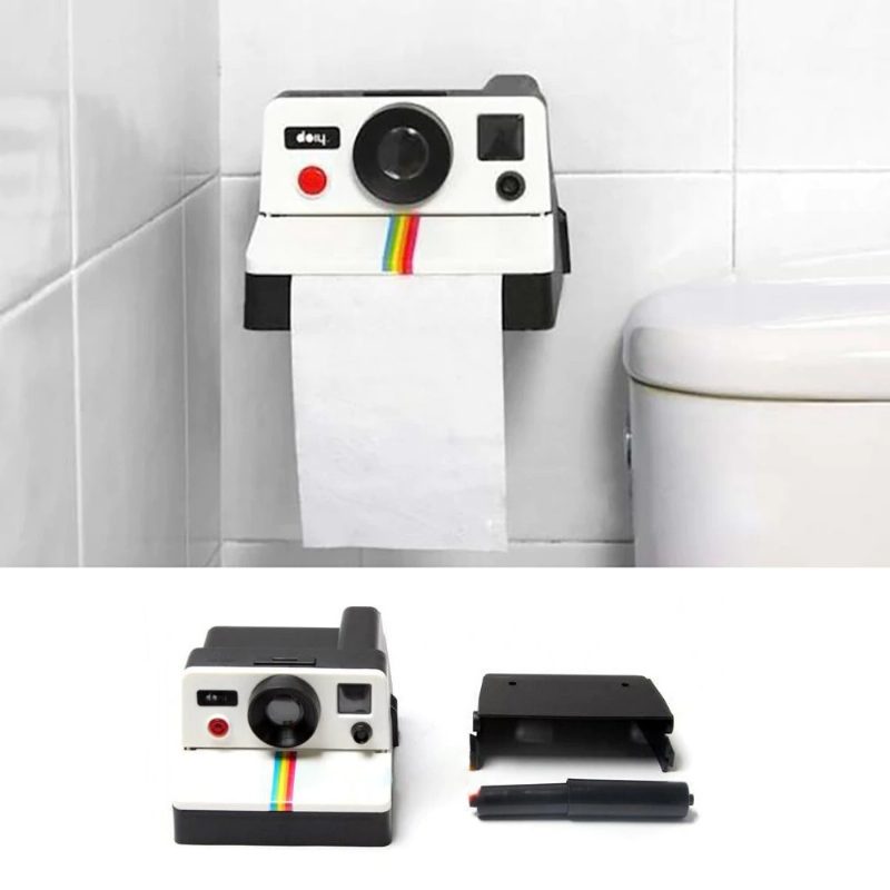 Kreatív Retro Polaroid Kamera Alakú Ihletésű Papírzsebkendők Wc Tekercspapír Tartó Doboz Fürdőszoba