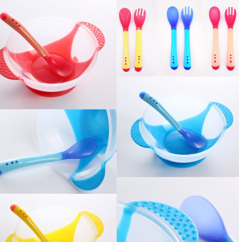 Baby Bowl Szett Kanalas Étkészlet Tapadókoronggal