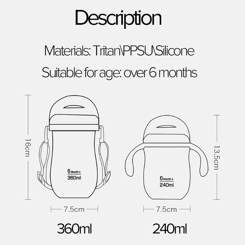 Baby Sippy Cup Üveg Szívószállal És Fogantyúval Kisgyermekek Számára