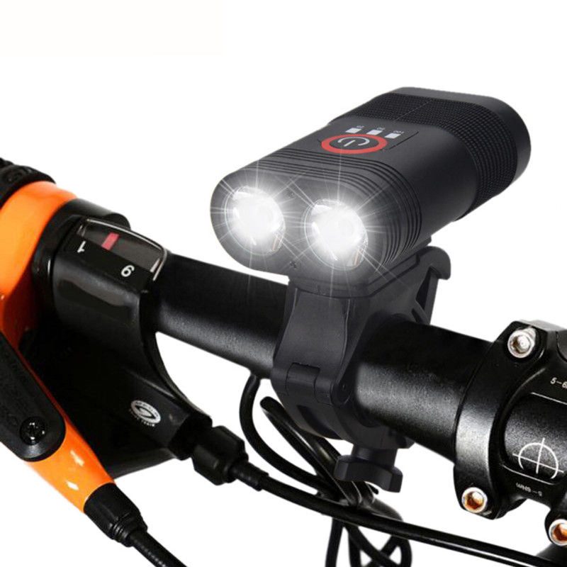 3000lm Dupla Led-es Újratölthető Kerékpár Fejlámpa C Típusú Lámpa + Forgatható