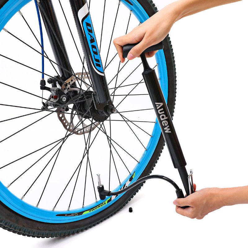 Audew 160 Psi Hordozható Mini Kerékpár Szivattyú Presta & Schrader Valve Mtb Országúti Felfújható 12 Hüvelykes Kerékpáros Levegő Pumpa Összecsukható Fogantyúval Hegyi Út Bmx Labdához