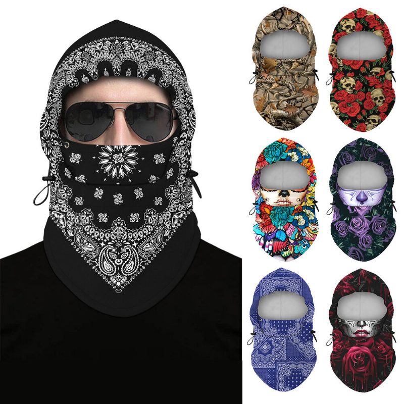 Digitális Nyomtatás Kerékpáros Fejpántok Anti-uv Nylon Légáteresztő Balaclava Sísál Férfi Szélálló Bicikli Sapka Fejfedők