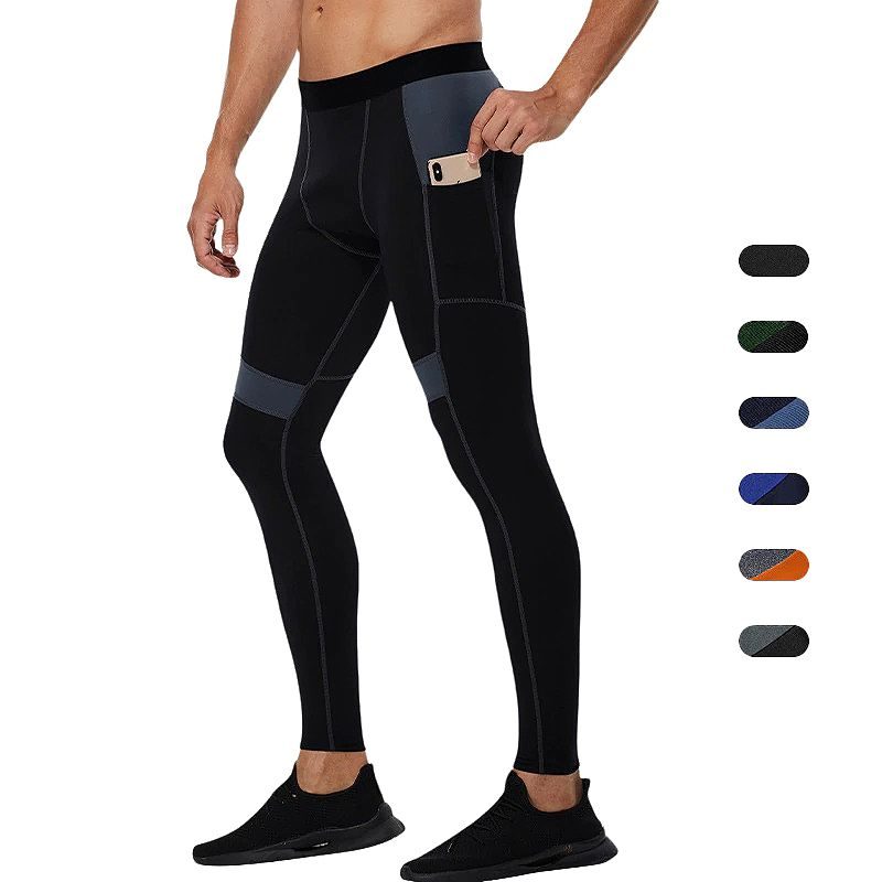 Férfi Leggings Kompressziós Nadrág Harisnya Zsebekkel Edzés Futás