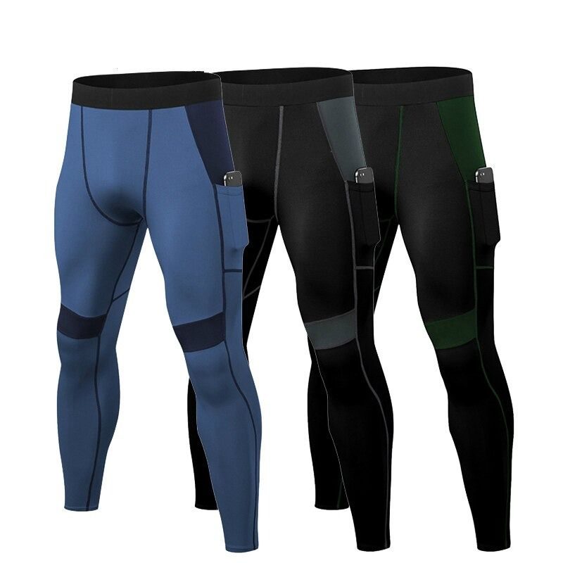 Férfi Leggings Kompressziós Nadrág Harisnya Zsebekkel Edzés Futás