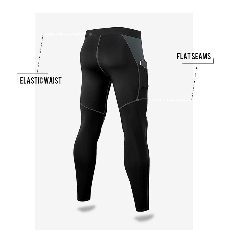 Férfi Leggings Kompressziós Nadrág Harisnya Zsebekkel Edzés Futás