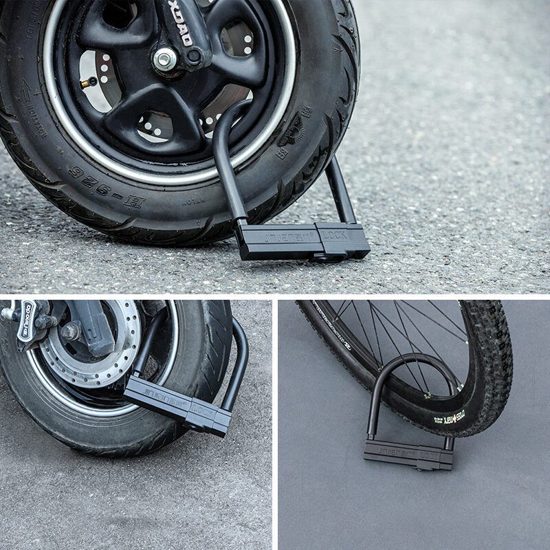 Jinjian Kerékpár U Lock Lopásgátló Biztonsági Motorkerékpár Robogó Kerékpáros Zár 3 Kulccsal Kültéri Kemping Utazás