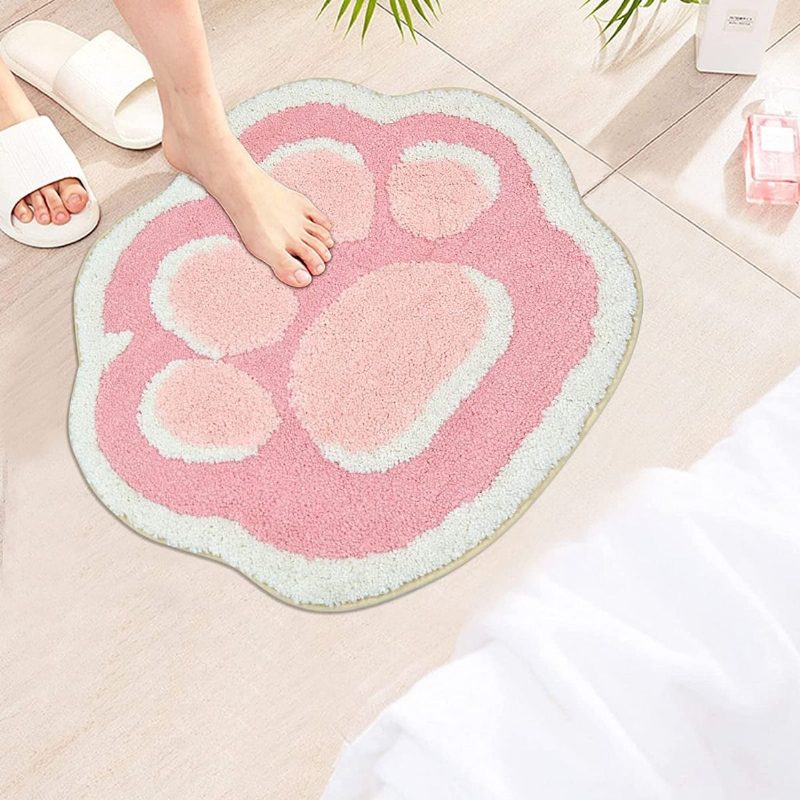 Cat Paw Fürdőszobai Szőnyeg Csúszásmentes Fürdőszőnyeg Nedvszívó Puha Zuhanykádhoz Ajtószőnyeg Száraz 19.6" X 24.4"