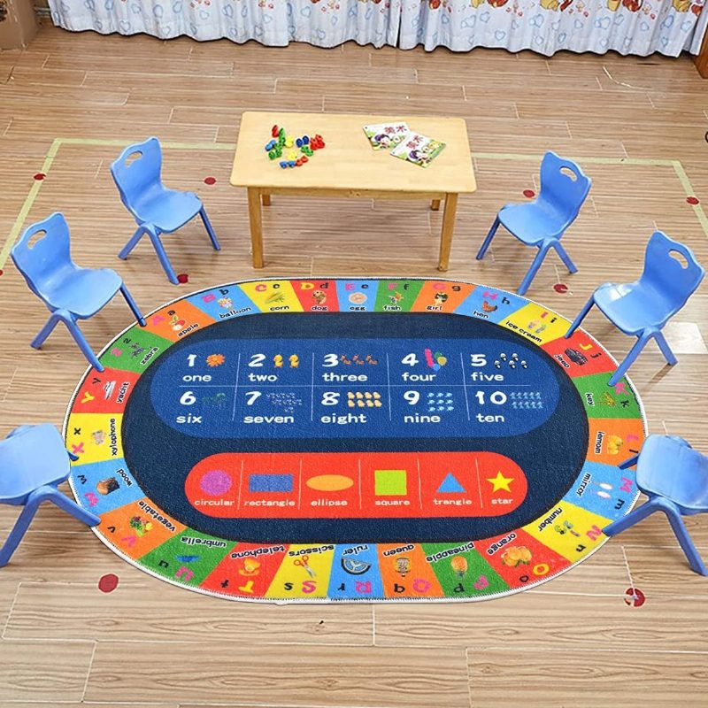 Csúszásmentes Hátlap Gyerekeknek Játszószőnyeg Puha Abc Számok És Alakzatok Oktató Játszószoba Szőnyeg Nappalihoz Hálószobához Bölcsőde 3.2"x4.9"