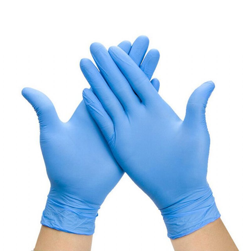 100 Db/szett Kék Latex Kesztyű Vízálló Nitril Eldobható Gumikesztyű Konyhai Főzőkesztyű Tisztítókesztyű
