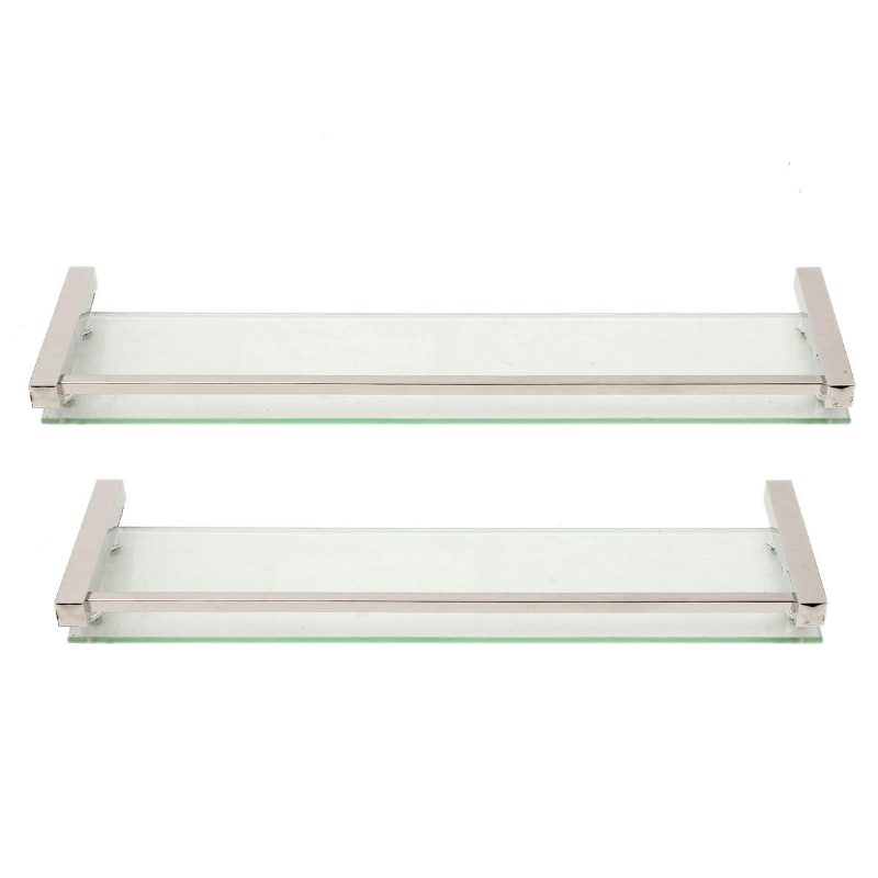 40/50/60 cm Modern Fürdőszobai Üveg Zuhanykabin Tárolópolc Falra Szerelhető Sárgaréz Alap És Üvegréteg