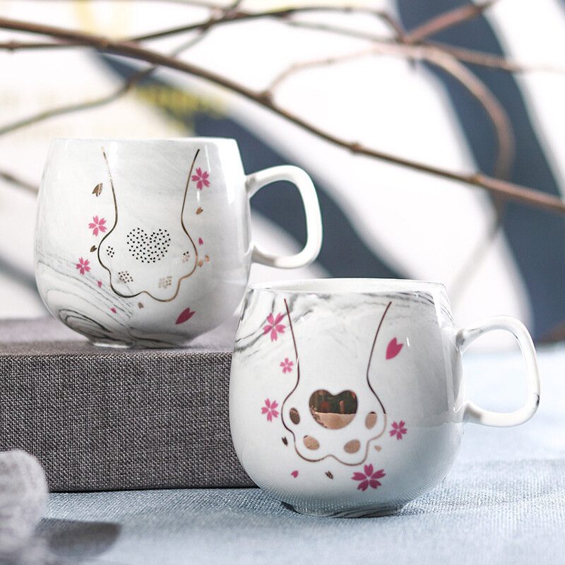 400 Ml-es Pár Víz Vízüveg Márványozott Kerámia Csésze Flamingo Unicorn Letter Kávéscsésze