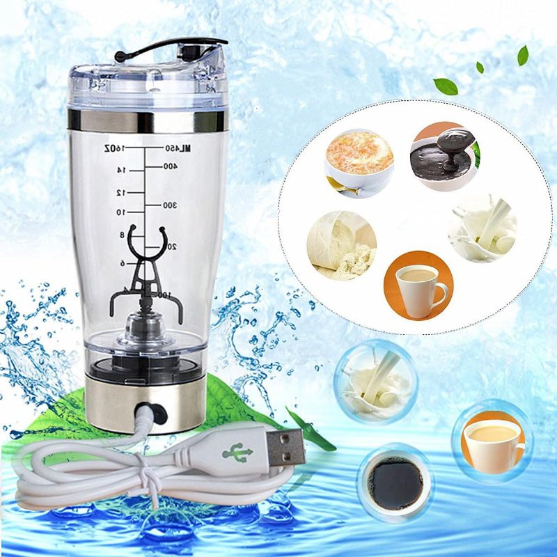 450 Ml Usb Töltő Elektromos Shaker Csésze Turmixgép Levehető Keverőpohár Fitness Fehérjepor Shake